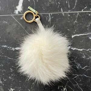 FENDI ivory white fur pouf Pompom bag charm